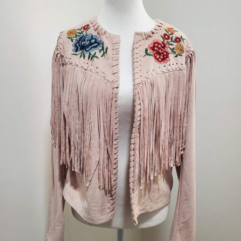 Lulumari Blush Teddy Jacket with Colorful Embroidery